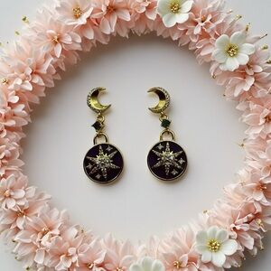 Kate Spade “Like Magic” Stud Celestial Moon And Star 1.5” Dangle Cubic Zirconia